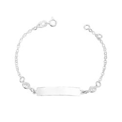 Pulseira Infantil Plaquinha Zirconias Prata 925 - ... - LE BEAU