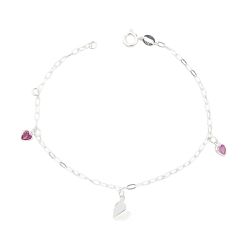 Pulseira Coração Origami Zirconias Color Prata 925... - LE BEAU