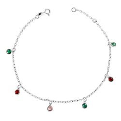 Tornozeleira Zirconias Color Prata 925 - TNZ55 - LE BEAU