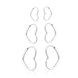 Trio Argola Coração Fio Quadrado Prata - B4080 - LE BEAU