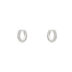 Brinco Argolinha Cravejada Luiza 1,1cm Prata 925 -... - LE BEAU