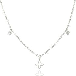 Choker Flor Zircônias Corações Prata 925 - CNL1 - LE BEAU