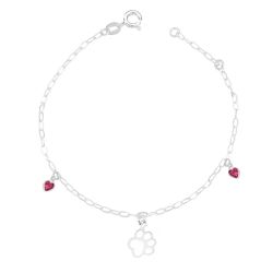 Pulseira Patinha Pet Coração Prata 925 - PPP10 - LE BEAU