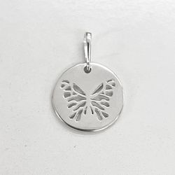 Pingente Medalha Borboleta Vazada Prata 925 - P360 - LE BEAU