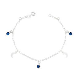 Pulseira Lua com Zircônias Safira Prata 925 - PZL... - LE BEAU