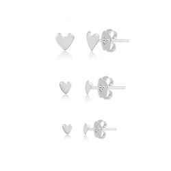 Trio Brinco Coração Liso Prata 925 - TPCL001 - LE BEAU