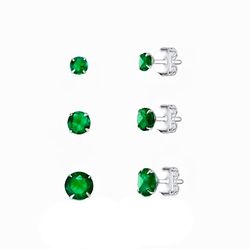 Trio Ponto de Luz Zircônia Esmeralda Prata 925 - 3... - LE BEAU
