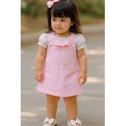 Conj Fem G/gg Salopete Rosa Kukie N/i - 2519010001 - Lele Tete Moda Infantil