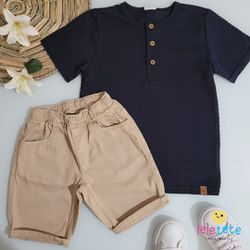 Conjunto Infantil Masculino Botão - Alakazoo - CON... - Lele Tete Moda Infantil