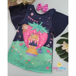 Vestido em Malha Morango - Kukie - VEST-MORA-KUKI - Lele Tete Moda Infantil