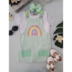 Conjunto Feminino Salopete Verde - Kukie - CONJ-SA... - Lele Tete Moda Infantil