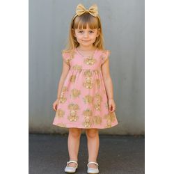 Vestido Urso Floral Milon Rosa - 25924330007 - Lele Tete Moda Infantil