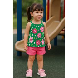 Conj Fem Reg Florido Verde Kyly N/i - 25924490001 - Lele Tete Moda Infantil