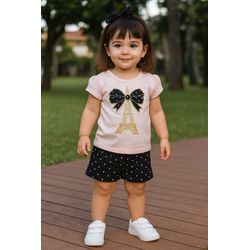 Conj Fem Laço Milon Rosa - 25925770007 - Lele Tete Moda Infantil