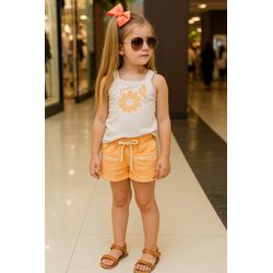 Conj Fem Flor Laranj Kukie N/i - 25925840001 - Lele Tete Moda Infantil