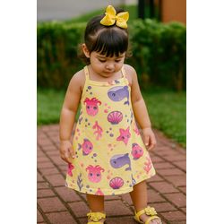 Vestido Reg Fundo Mar Am Kyly Amarelo - 2592496001 - Lele Tete Moda Infantil