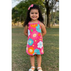 Vestido Regata Flores Kyly Rosa - 25926600007 - Lele Tete Moda Infantil