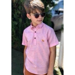 Camisa Bata Rosa Nick Rosa - 25926970007 - Lele Tete Moda Infantil