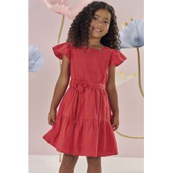 Vestido Tricoline Ver Kukie Vermelho - 25927690004 - Lele Tete Moda Infantil