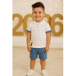 Conj Mas Camiseta Bot Bco Tileesul Branco - 259278... - Lele Tete Moda Infantil