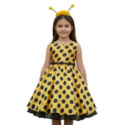 Vestido Infantil Curto Fantasia Abelhinha Tiara Te... - Lele Infantil