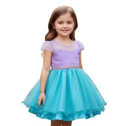 Vestido Infantil Ariel Princesa Sereia Fantasia Ca... - Lele Infantil