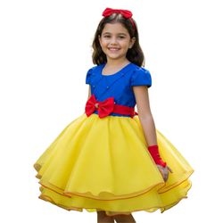 Vestido Infantil Branca De Neve Festa Fantasia Cur... - Lele Infantil