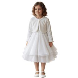 Casaquinho Bolero Branco Infantil Menina Plush Inv... - Lele Infantil