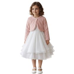 Casaquinho Bolero Rosa Infantil Menina Plush Inver... - Lele Infantil
