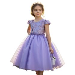 Vestido Juvenil Princesa Lilás Bordado Casamento B... - Lele Infantil