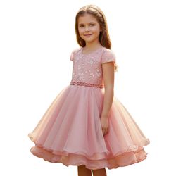 Vestido Infantil Nude Daminha Casamento Batizado B... - Lele Infantil