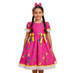 Vestido Infantil Juvenil Festa Junina Rosa Quadril... - Lele Infantil