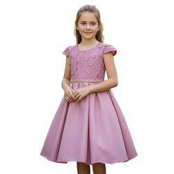 Vestido Juvenil Rose Com Aplicações De Flores Eleg... - Lele Infantil
