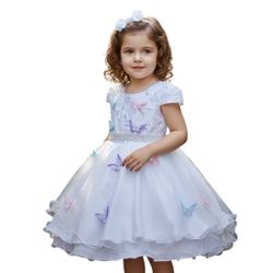 Vestido De Festa Branco Luxo Jardim Encantado Borb... - Lele Infantil