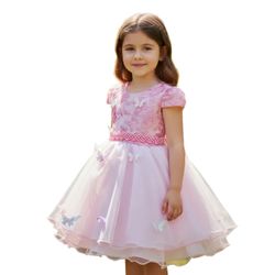 Vestido De Festa Rosa Luxo Jardim Encantado Borbol... - Lele Infantil