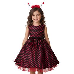 Vestido Infantil Curto Preto Fantasia Joaninha Tia... - Lele Infantil