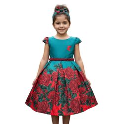 Vestido Juvenil Infantil Vermelho Menina Estampa N... - Lele Infantil