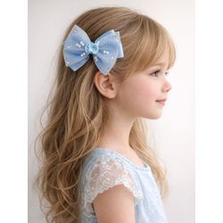 Presilha Laço Infantil Azul Jardim Encantado Borbo... - Lele Infantil