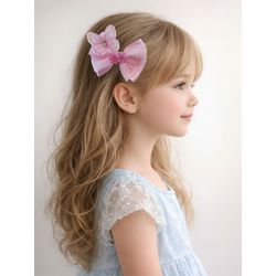 Presilha Laço Infantil Rosa Jardim Encantado Borbo... - Lele Infantil