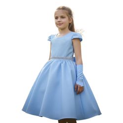 Vestido Curto Azul Princesa Rapunzel Sofia Lilás A... - Lele Infantil