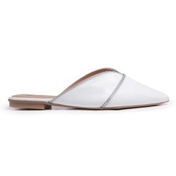 Mule Nina Bico Fino Cavado Zíper - 30004 Branco - LeRUCHEL