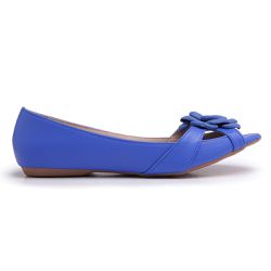 Sapatilha Charlot PeepToe Flor - 53003 Azul - LeRUCHEL