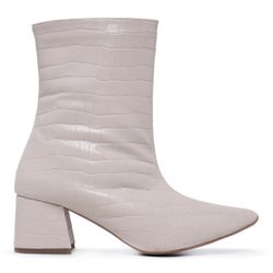 Bota Feminina Bianca Bico Fino Croco Off White - 6... - LeRUCHEL