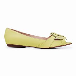 Sapatilha Charlot PeepToe Flor - 53003 Lemon - LeRUCHEL