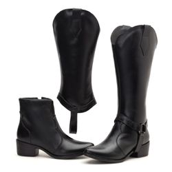 Bota Iris Texana 2 em 1 Couro Preta - TX1111 Preta - LeRUCHEL