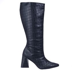 Bota Feminina Cano Alto Salto Geometrico Croco Pre... - LeRUCHEL