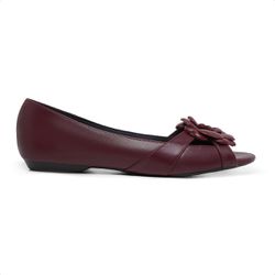 Sapatilha Charlot PeepToe Flor Marsala - 53003 Mar... - LeRUCHEL