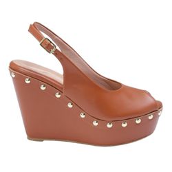 Sandália Anabela Plataforma Rebeca Peeptoe Whisky ... - LeRUCHEL