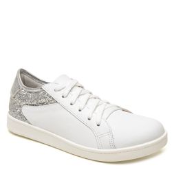 TÊNIS COURO BRANCO GLITTER PRATA - 265396 BP - LESSÔ