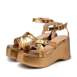 Sandália Anabela Blush Bronze - 0083 - LETICIA FERREIRA SHOES 